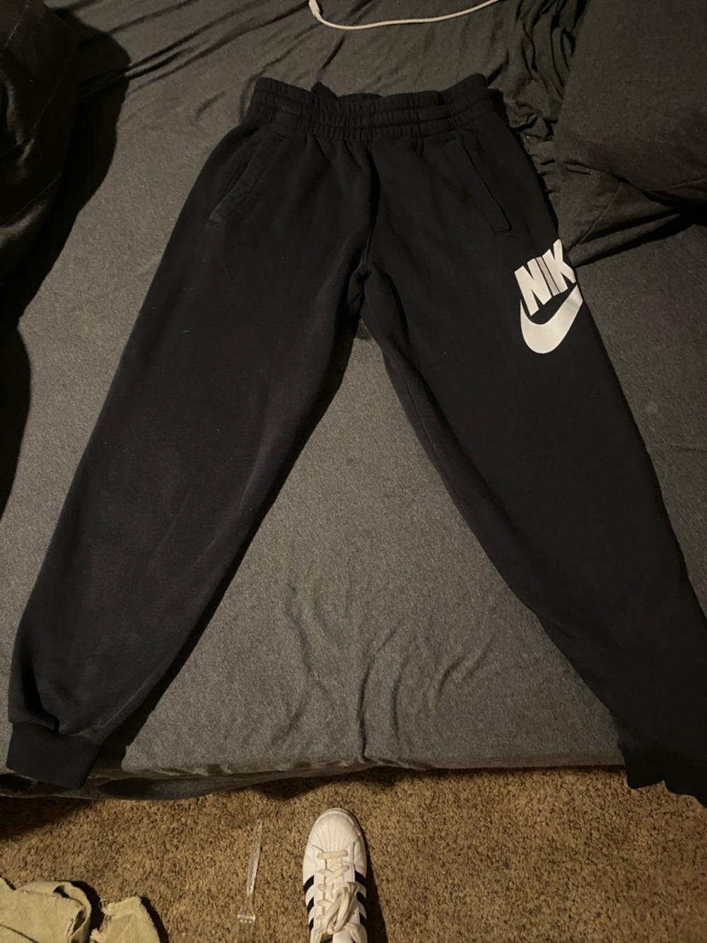Nike Black Sweatpants with White Swoosh Logo